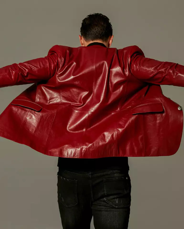 Red Wacco Lambskin Leather Blazer