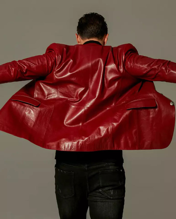 Red Wacco Lambskin Leather Blazer