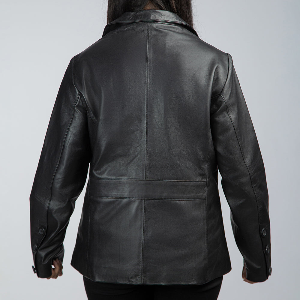 Black Leather Blazer Women