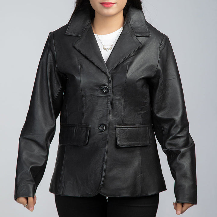 Black Leather Blazer Women