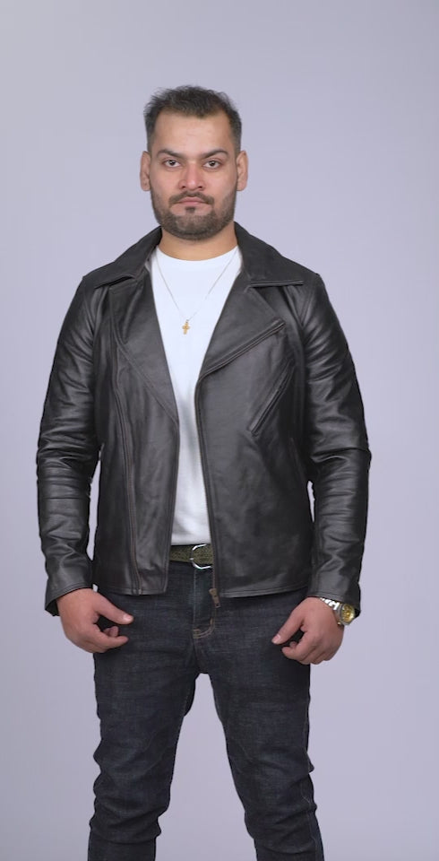 Mild Grain Black Leather Biker Jacket Video