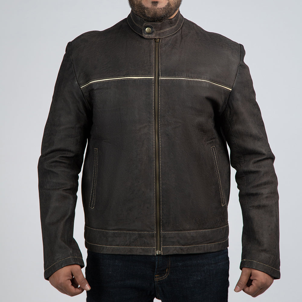 Dark Brown Suede Biker Jacket