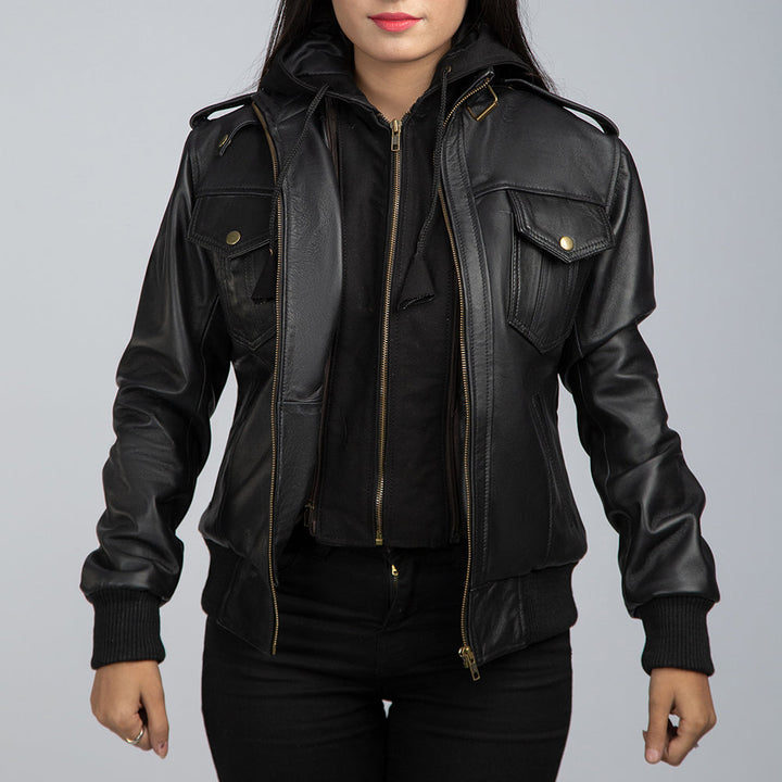 Biker Jacket With Detachable Hood
