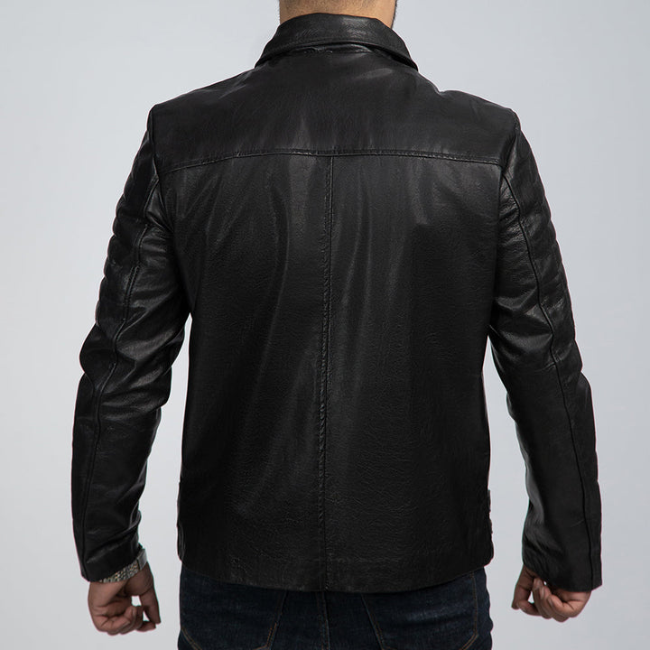 Nightwalker Black Leather Biker Jacket Back