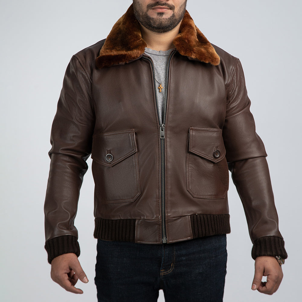 Brown Bomber Fur Jacket 