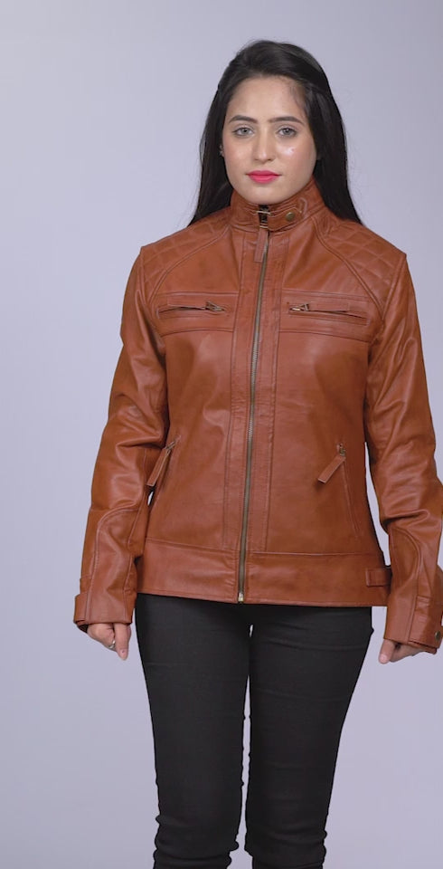 Rebekah Brown Leather Biker Jacket Video