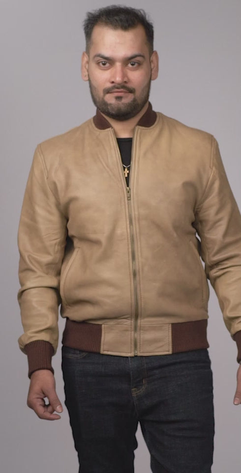 Walkman Brown Leather Bomber Jacket Video