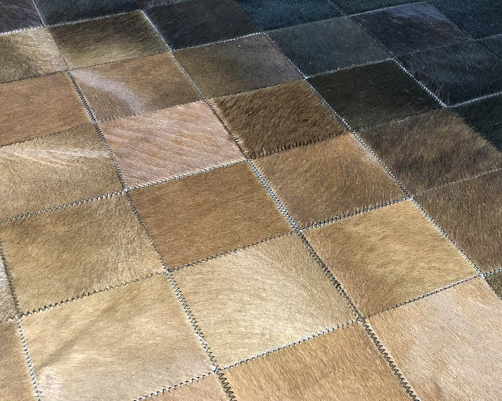 Blocks Design Handmade Cowhide Patchwork Rug