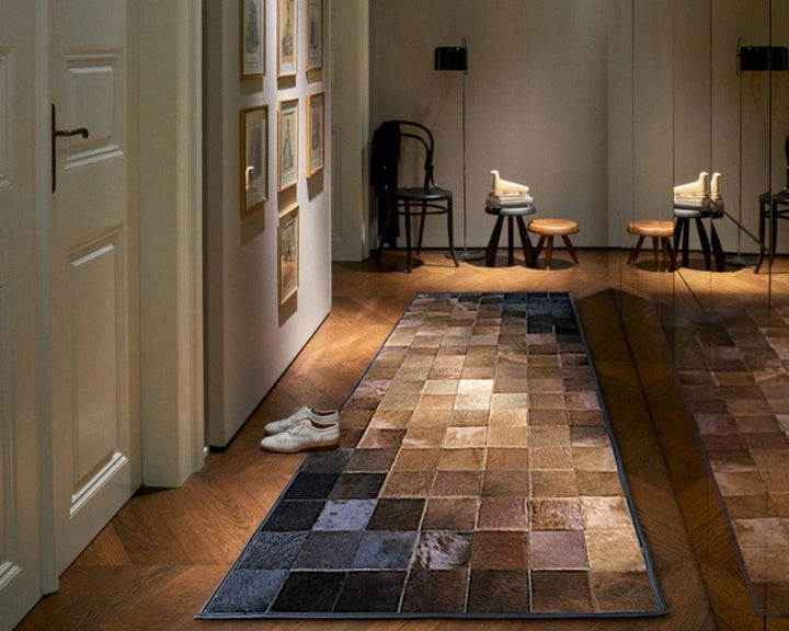 Blocks Design Handmade Cowhide Patchwork Rug